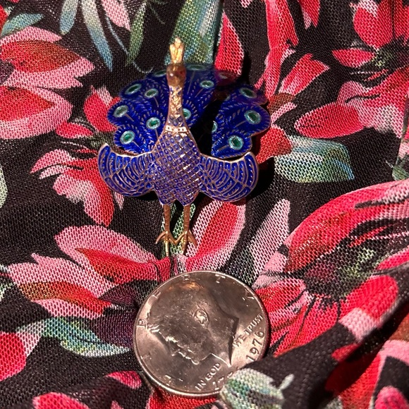 Jewelry - One of a kind Vintage S925 peacock brooch